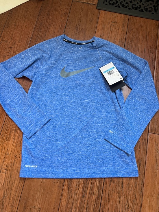 Nike Other - Nike Blue Heather Long Sleeve Dri-FIT Tee with Silver Swoosh